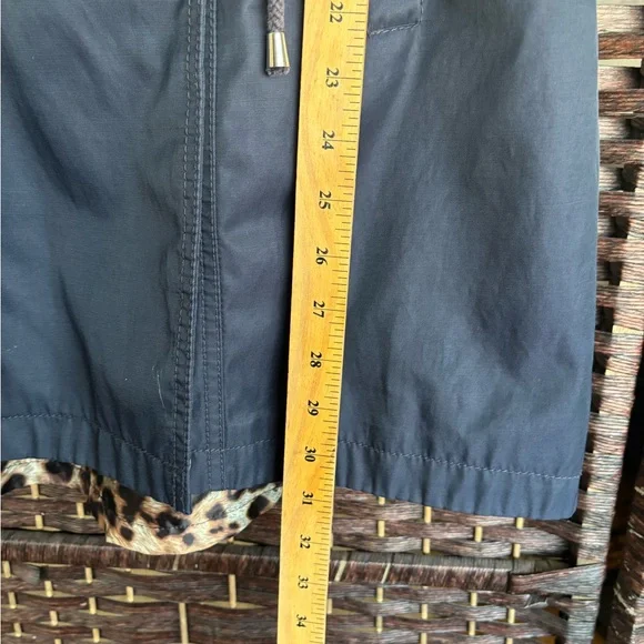 Laundry By Shelli Segal Navy & Tan Colorblock Trench Coat Leopard Lining Small - Picture 7 of 14